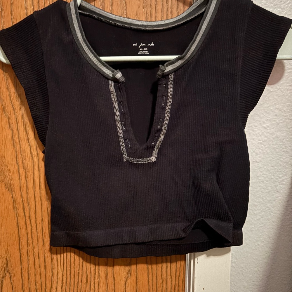 Urban Outfitters Black Crop Top with Gray Accents